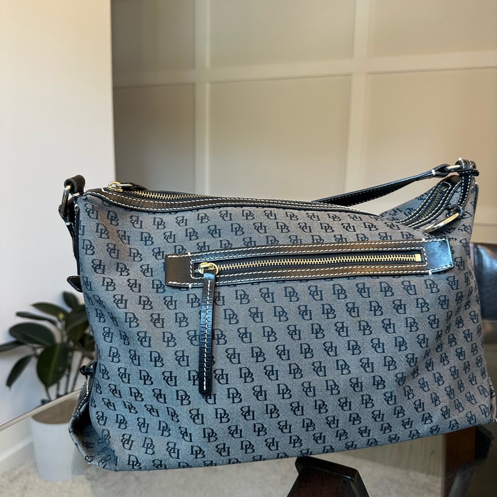 Dooney & Bourke Black and Gray Monogram Shoulder Bag
